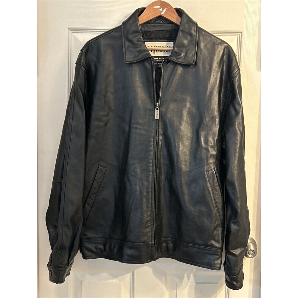 WILSONS LEATHER Men's XL Full Zip M. Julian Jacket Lined‎ Coat Black